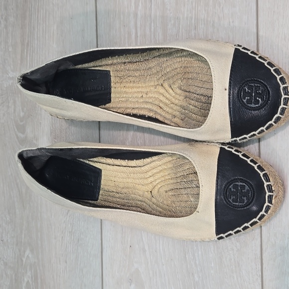 Tory Burch Women's Textile Espadrille Wedge Logo Shoes Sz 8M - Picture 3 of 16